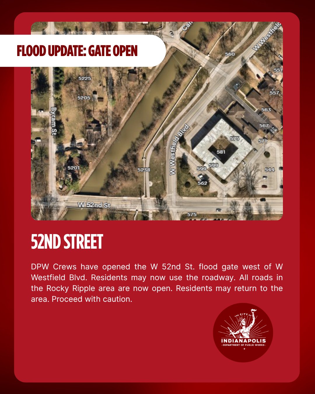 Update: Indy Dpw Has Opened The Pedestrian Flood Gates In… – image 2