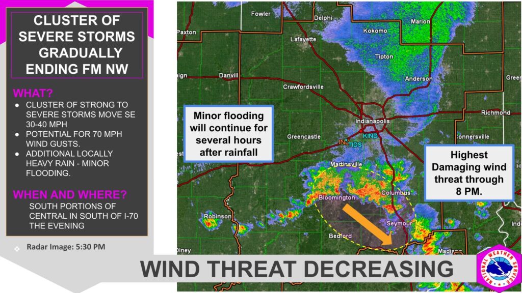 Cluster Of Severe Storms Over Central Indiana South Of I-70…