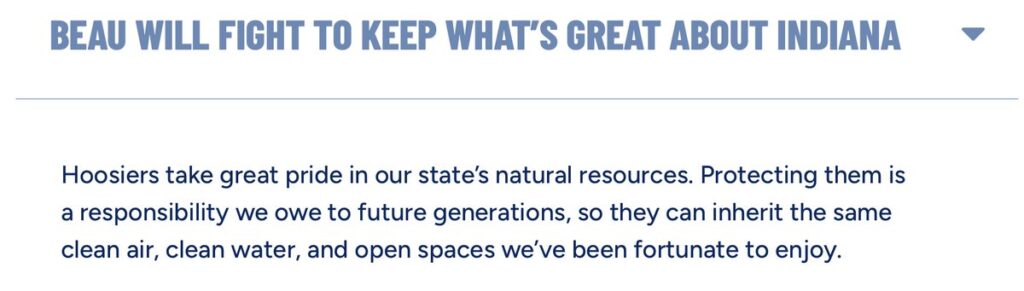 Beau Bayh Thinks SOS Deals with Environmental Policy